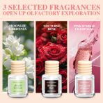 6 Pack Car Air Freshener, Long Lasting Natural Essential Oil Fragrance Diffuser - Pink Sparkle Champagne, Moonlit Gardenia & Nocturne Rose, Hanging Female Perfume Car Accessories Decor Gift - Image 4