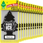 LITTLE TREES Car Air Freshener | Xtra Strength Provides Long-Lasting Scent for Auto or Home | Extra Boost of Fragrance | Black Ice, 24 Air Fresheners