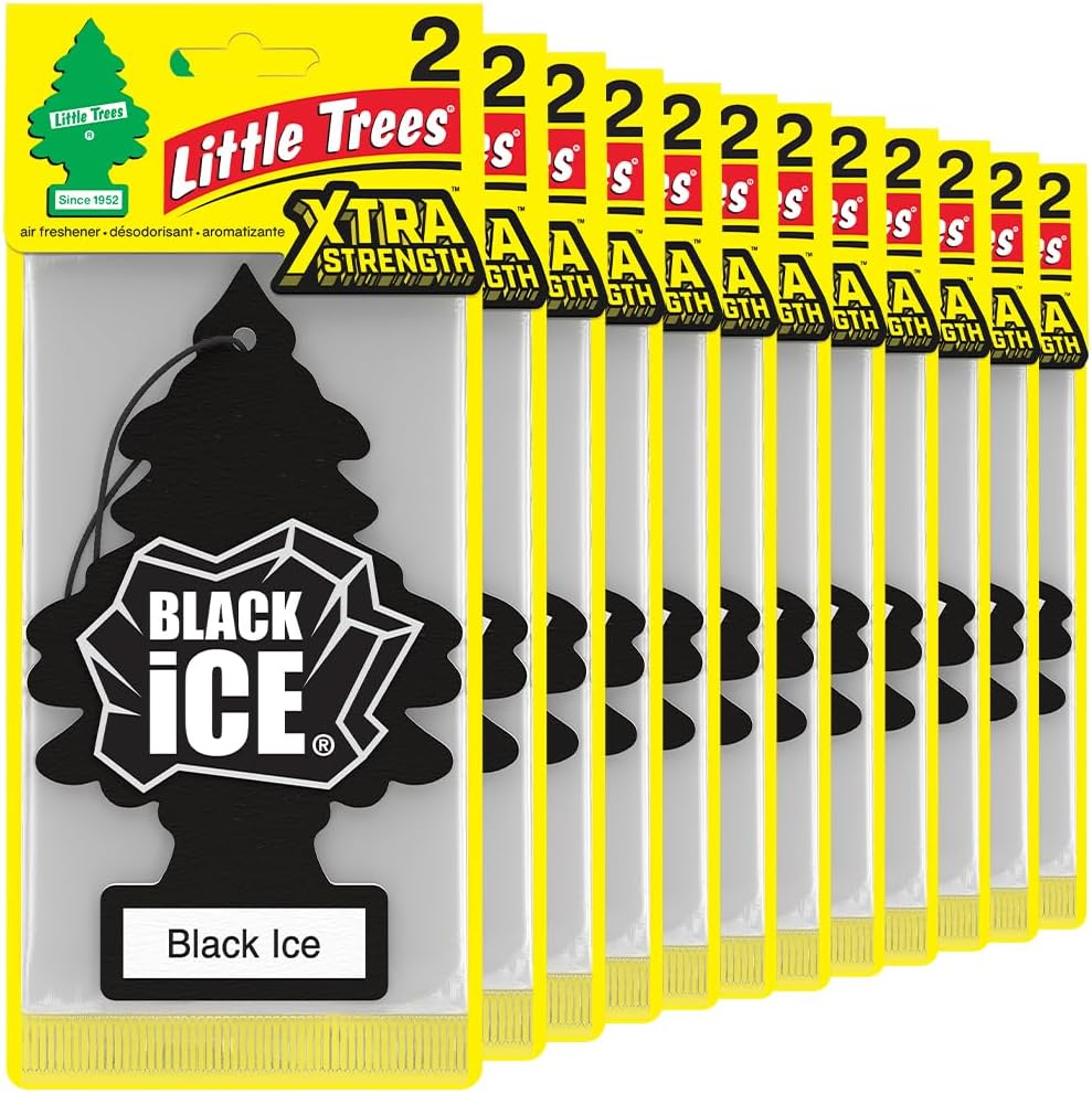 71JHWi3cx7L._AC_SL1000_.jpg LITTLE TREES Car Air Freshener | Xtra Strength Provides Long-Lasting Scent for Auto or Home | Extra Boost of Fragrance | Black Ice, 24 Air Fresheners - Image 1
