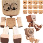 Shaking Wooden Man, Shaking Wooden Man Figurine for Car Dashboard, Handmade Shak Feet Woodens Doll, Funny Cars Ornaments Wood Desktop Decor, Car Dashboard Accessories with 12PCS Magnetic Expressions