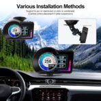 Head Up Display HUD F16 with OBD2 + GPS Dual System Digtial Speedometer, 3.5" IPS Smart Gauge, Speed, Voltage, Engine RPM, OverSpeed Warning, Water Temperature, Turbo Pressure for Cars After 2008 - Image 7