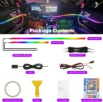 Upgraded Dreamcolor Acrylic Car Interior Lights RGB LED Strip Lights APP Control Zoned Control System 252 Color Modes DIY Fiber Optic Ambient Lighting Kits 2 in 1 Music Car Neon Lights - Image 3