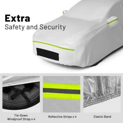 Favoto Car Cover for Tesla Model Y - Custom Fit Vehicle Cover 6 Layers Waterproof All Weather Outdoor Rain Snow Sun Dust Protection with Charging Port Ventilated Mesh Door Zipper - Image 7