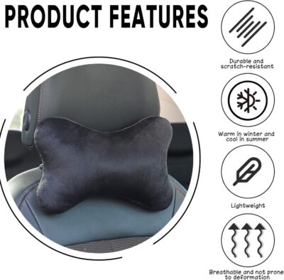 Car Headrest Pillow, Soft & Comfortable Memory Foam Car Neck Pillow for Driving Fatigue Relieve, Universal Cars Head Rest Pillows with Adjustable Strap, Car Interlor Accessorles (Black) - Image 5