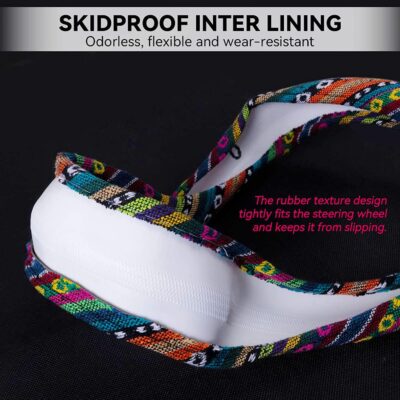 Boho Steering Wheel Cover Elastic Microfiber for Women, Universal Fit 15 inch Car SUV, Hippie Style Protector Cover, Anti-Slip, Breathable, Absorbing Sweat - 01 - Image 5