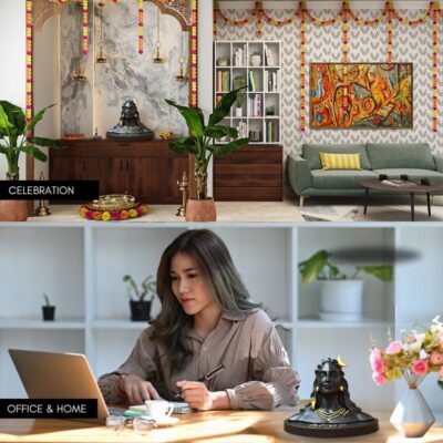 Lord Adiyogi Statue with Golden Detailing for Car Dashboard Home Office Decor Black Resin Lord Mahadev Shiv Dhyana Mudra Black Sculpture Showpiece Idol Murti for Mandir/Temple (Big) - Image 9