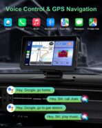 Apple Carplay Screen for Car, 7" HD Portable Wireless Apple Carplay & Android Auto Touchscreen, with 1080P Backup Camera, Car Play Screen Tablet, GPS Navigation/Mirror Link/Bluetooth/FM/Voice Control - Image 3