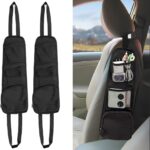 QUICTO 2PCS Car Seat Storage Hanging Bag, Multi-Pocket Seat Side Organizer, Multifunctional Mesh Net Pocket, Can Hold Mobile Phone, Wallet, Glasses, Suitable for Cars, SUVs, Trucks