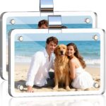 Car Picture Holder Clip Visor Frame Acrylic Magnetic Photo Frames Clear for Cars Sunvisor Display 2 Pcs Fit Family Pet Road Trip Memories