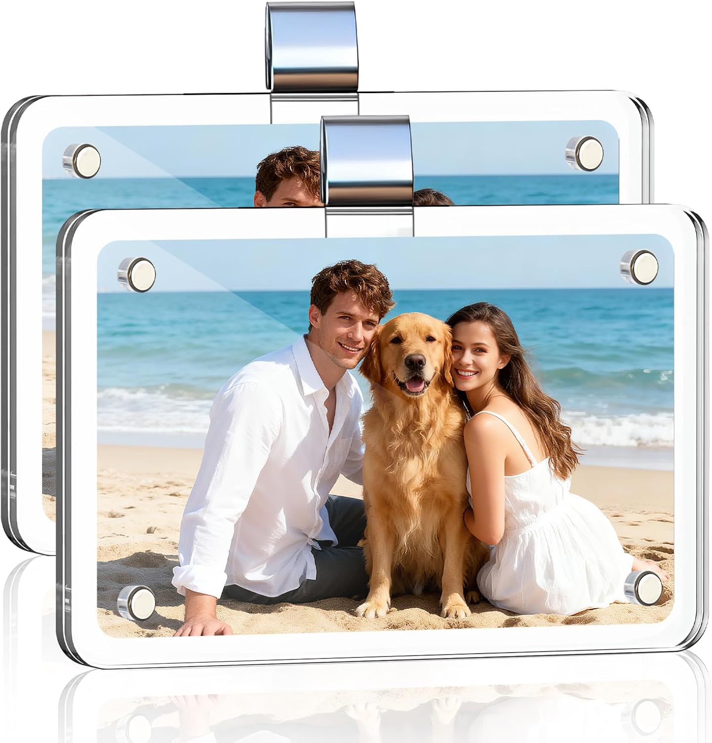 71JSTmHvO5L._AC_SL1500_.jpg Car Picture Holder Clip Visor Frame Acrylic Magnetic Photo Frames Clear for Cars Sunvisor Display 2 Pcs Fit Family Pet Road Trip Memories - Image 1