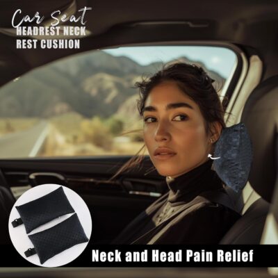 2-Pack Car Headrest Neck Pillows, 100% Cotton Fill with Adjustable Strap, Breathable Support for Driving & Travel (Black-Checkerboard) - Image 6