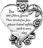 Heart-Shaped Car Visor Clip, Car Visor Medal Accessories, Driving Safety Prayer Bless Religious Gift for Family, Friends, New Drivers
