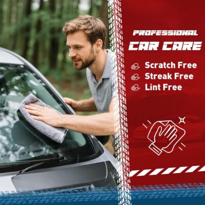 Microfiber Cleaning Cloths Bulk-15 Pack, Gray Microfiber Towels for Cars, Ultra Absorbent Microfiber Towel Weave Grime & Liquid for Streak-Free Mirror Shine - Car Washing Cloth, 12x12 inches - Image 3