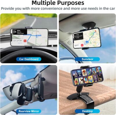 Universal 360 Dashboard Cell Phone Holder, Upgrade Clip Car Phone Holder Mount for Dashboard 360 Degree Rotation Dash Board Phone Mount Fit for iPhone,Samsung,Google,Nokia, 4 to 7" Smartphones - Image 5