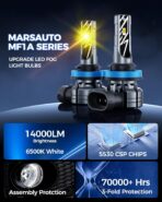 Marsauto H11/H16/H8 LED Fog Light Bulb Yellow, 14,000LM 3000K Amber H11 H16 H8 LED Bulb Yellow for Fog Lights or DRL, 70,000 Hours Lifespan, Play and Plug, Non-Polarity, Pack of 2 - Image 6