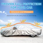 SEAZEN Car Cover with Zipper, 2 Layer Full Car Covers Waterproof/UV Protection/Snowproof/Dustproof, Universal Car Cover (Fit Sedan-Length Up to 200") - Image 5