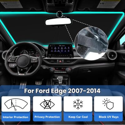 Windshield Sun Shade for Ford Edge 2007-2014, Car Front Window Sunshade with 240T Sun Visor Protector Blocks UV Rays Heat Sun Shield Accessories - Image 2