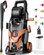 High Power Pressure Washer 4500PSI with 4 Quick Connect Nozzles,Inlet Hose & Filter, Foam Cannon for Cars/Fences/Driveways/Patios/Home,Red