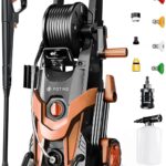High Power Pressure Washer 4500PSI with 4 Quick Connect Nozzles,Inlet Hose & Filter, Foam Cannon for Cars/Fences/Driveways/Patios/Home,Red