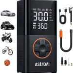AstroAI L7 Tire Inflator Portable Air Compressor Cordless Mini Bike Pump with Digital Dual Values Display, 150 PSI Car Tires Air Pump with LED Lights&Pressure Gauge for Auto, Motorcycles, Bikes, Balls