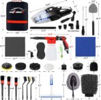 AUTODECO 40Pcs Car Wash Detailing Kit Cleaning Kits with Foam Gun Sprayer Vacuum with Long Cord Drill Brush Large Wash Mitt Towels Complete Interior Exterior Car Washing Supply Set Black - Image 9
