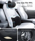 Wigoo 2026 Car Neck Pillow and Lumbar Support Pillow for Car Set [Ergonomic Design, Pressure Relief] Soft Car Headrest Pillow Back Cushion with Adjustable Strap, Fits All Vehicles (Black) - Image 8