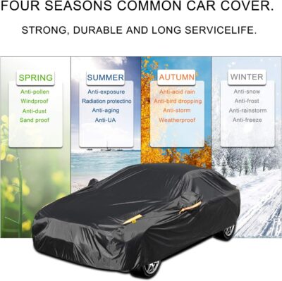 Full Car Covers for Sedan, Car Cover Waterproof All Weather Windproof Dustproof UV Protection Scratch Resistant Indoor Outdoor Univers - Image 7