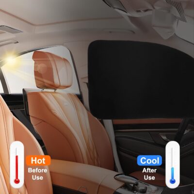 Ovege Car Window Shades Magnetic - Side Window Sun Shade Car Curtain Suedette UV Protection Privacy Baby Suction Magnetic －Front&Back 4pcs - Image 5