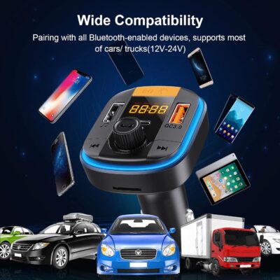 Bluetooth FM Transmitter for Car - BAISHUN Bluetooth 5.0 Adapter PD20W+QC3.0 Cigarette Lighter Radio Receiver Music Player Car Charger Supports Hands-Free Call Siri Google Assistant - Image 6