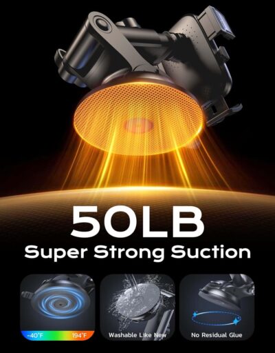 Wireless Car Charger, [15W Fast Charging] Car Phone Mount with Upgrade Suction, Car Phone Holder Charger for Dashboard Windshield Compatible with iPhone 16/15/14 Pro Max, Galaxy S25/S24 Grey - Image 4