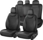 Coverado Seat Covers Full Set, 5 Seat Black Car Seat Covers, Leather Car Seat Protectors, Automotive Front and Back Seat Covers, Waterproof Car Seat Cushions Universal Fit for Most Sedan, SUV, Truck