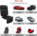 Car Seat Protector 1 Pack Car Seat Cushion Mat Thickest Padding,Waterproof 600D Fabric Car Seat Covers for Non-Slip Backing Mesh Pockets for Baby and Pet (Black, 1 Pc) - Image 4