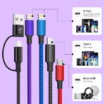Travel 4 in 2 Multi Charging Cable with Dual IP, Tinned Copper Multi Phone Chargers for All Devices with IP/IP/Type C/Micro Port, Compatible with Most Cell Phones/Tablets and More (1Pack, 5FT) - Image 3