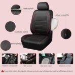 CAR PASS Universal FIT Piping Leather Car Seat Cover, for suvs,Van,Trucks,Airbag Compatible,Inside Zipper Design and Reserved Opening Holes (Full Set, Black and Red) - Image 5