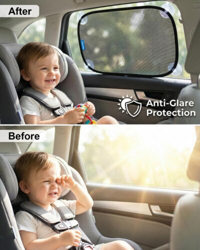 PEMOTech Car Window Shades for Baby【8 Suction Cups & Static Cling】 2 Pack-21"x14" Side Window Cover for Child,Certified Sunshades for Kids to Block 99.9% UVR, Sun Shade Universal Fit Most of Cars - Image 6
