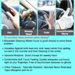 Fluffy Wool Sheepskin Fuzzy Black Car Steering Wheel Cover for Universal Auto Steering Wheel 14 1/2-15 1/2inch, Anti-Slip, Soft Plush, Comforting and Luxurious, Soft Texture (Black) - Image 6