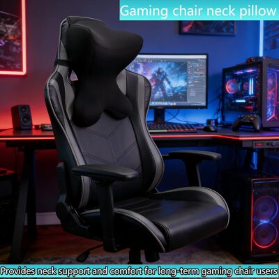Car Neck Pillow for Driving Seat Car headrest Pillow/Gaming Chair Pillow with Adjustable Strap Removable Cover Ergonomic Design Neck Support Pillow for auto, Office Chair, Gaming Chair(Black) - Image 5