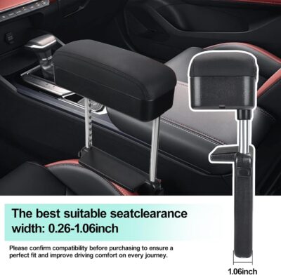 Car Armrest Storage Box Universal Armrest Extender Console Storage Case Center Armrest Adjustable Arm Relaxation Support Pad,Black - Image 3