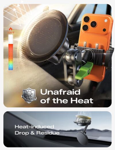 MAGIC JOHN Car Phone Holder, Ultra-Durable Mteal Phone Holders for Your Car, 360° Rotation Cell Phone Car Mount for Windshield, Suction Cup Car Phone Mount for iPhone Samsung All Smartphone - Image 6