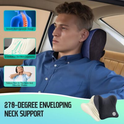 Car Neck Pillow for Driving Seat, Soft Memory Foam Headrest Pillow with Adjustable Strap and Removable Cover, Ergonomic Neck Support for Car, Office Chair, Gaming Chair – Dark Grey - Image 8