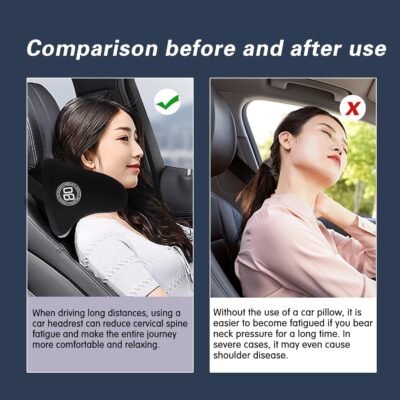 Really Cozy Car Headrest Pillow, Car Neck Pillow for Driving with Adjustable Strap, 100% Memory Foam and Breathable Removable Cover, Ergonomic Design - Car Pillow for Neck Pain Relief(Linen gray, 1PC) - Image 7