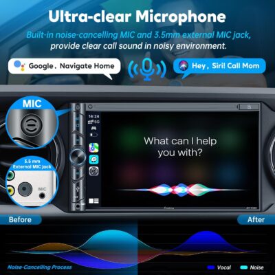 Upgrade Wireless Double Din Car Stereo with Carplay, Android Auto, Bluetooth, 4-Channel RCA, High Power, 2 Subwoofer Ports, 7" HD Capacitive Touchscreen Car Radio, Backup Camera, Audio Receiver - Image 4
