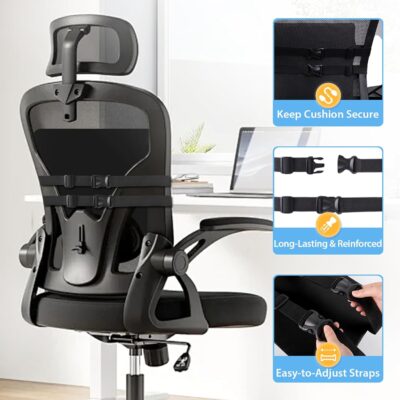 Lumbar Support Pillow for Office Chair, Car & Gaming Chair, Ergonomic Memory Foam Cushion for Back Comfort, Zoned Back Support, Double Adjustable Straps, Breathable Washable Cover, Black - Image 5