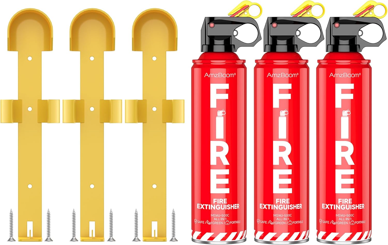 71K4KLBolNL._AC_SL1500_.jpg Fire Extinguishers Water-based for Home Kitchen, Car, & Boat 3 Pack–Portable Small Fire Spray with Mounting Brackets–A,B,C,K Multi-Purpose Fire Protection, Eco-Friendly, Compact & Easy to Use. - Image 1