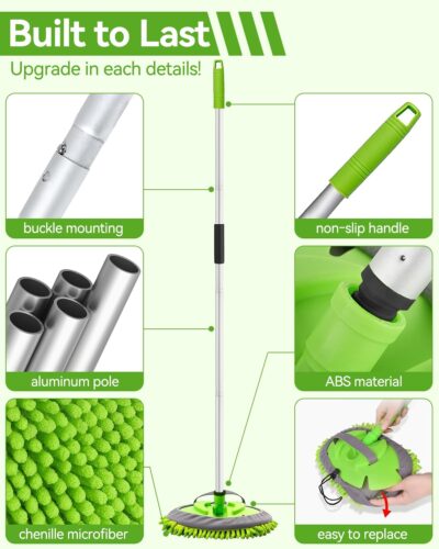 8Pcs Car Wash Kit, 62’’ Car Wash Brush with Long Handle, Microfiber Carwash Kit Set, Car Washing Supplies for Cars RV Truck Exterior - Image 3