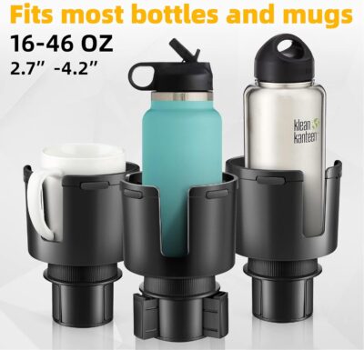 Car Cup Holder Expander, Cup Holder Extender Adapter for Car with Adjustable Base, Fits YETI 24/36/46oz, HydroFlask 32/40oz, Large Water Bottles in 2.7"-4.2" (16-46 OZ) - Image 3