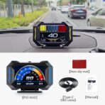 OBD2 Gauge Car HUD Head Up Display Multifunction Digital,Car Speedometer Tachometer Water Temperature Oil Temperature Volt Inclinometer Boost Gauge RPM Meter fit for Most Vehicles After 2008 - Image 9