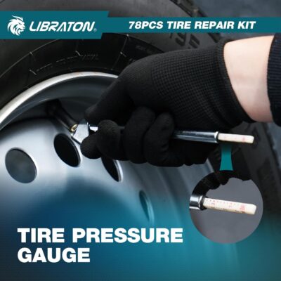 Libraton Tire Repair Kit, 78PCS Tire Plug Kit Heavy Duty Professional Repair Tools to Fix Punctures and Plug Patch Flats, Tubeless Tire Patch Kit for Car, Motorcycle, ATV, SUV, Truck, Tractor, Trailer - Image 6