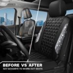 CAR PASS Bling Diamond Leather Car Seat Covers for 2 Front Interior Sets, Waterproof Shining Glitter Sparkly Crystal Universal Armrest Fit Automotive Truck SUV Cute Women Girl, Black Silver Rhinestone - Image 6