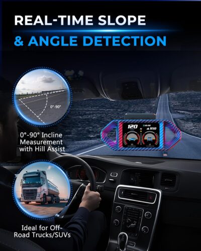 OBD2 HUD Head Up Display, Digital Speedometer Gauge for Car Truck SUV, Real-Time Speed/RPM/Fuel Economy Monitor, Plug & Play OBDII GPS HUD with RGB Light - Image 5